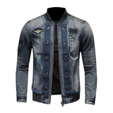 Men Vintage Denim Bomber Jacket