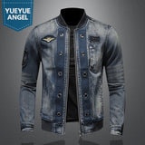 Men Vintage Denim Bomber Jacket